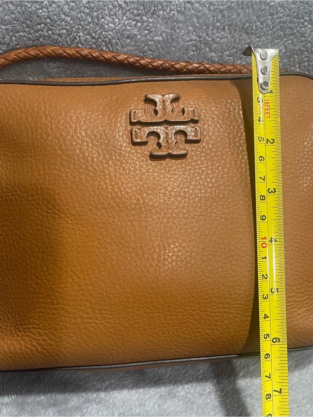 Tory Burch Tan Pebbled Leather Crossbody with Tassel